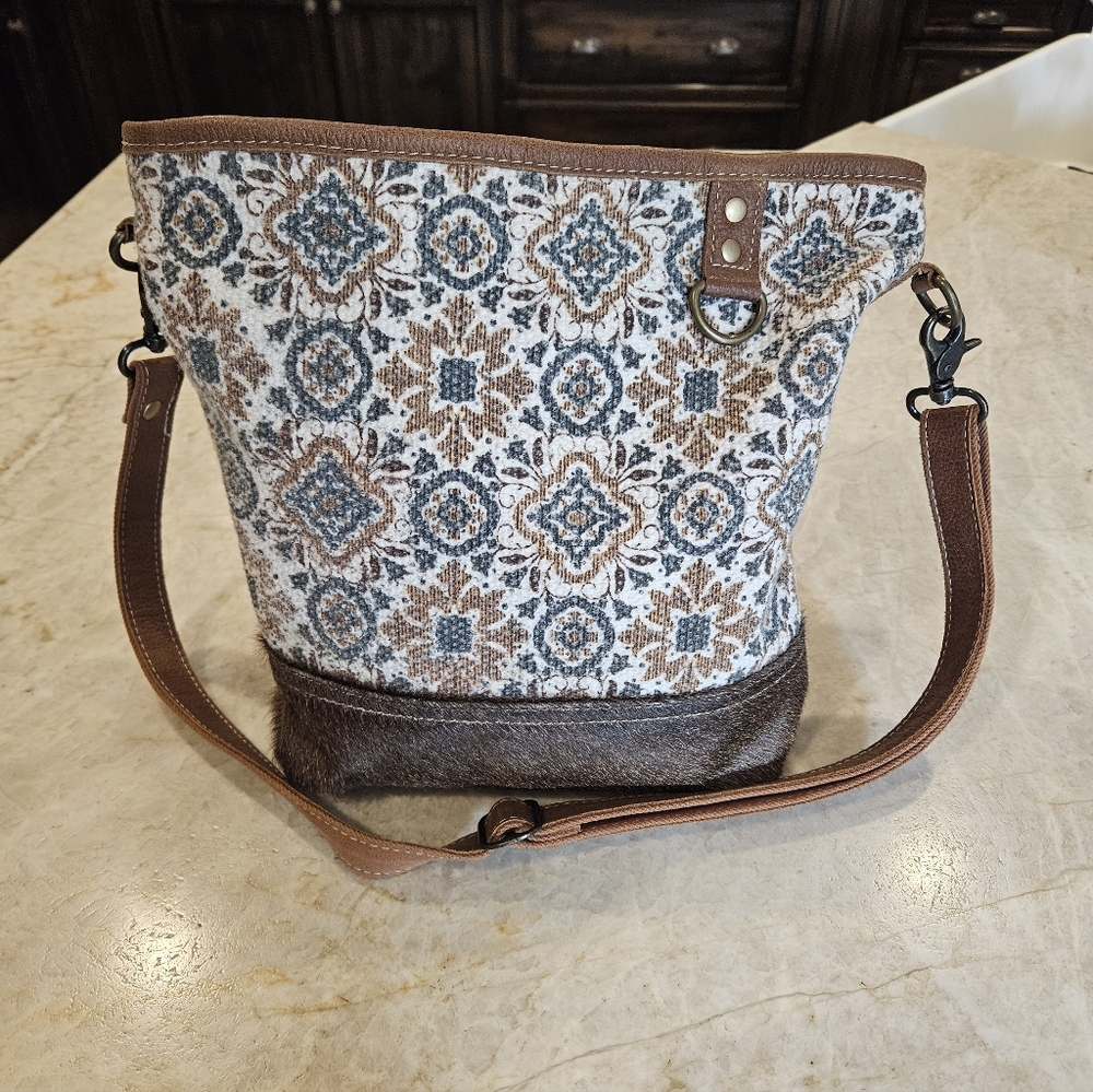 Myra Genuine Leather, Canvas, And Deer Hide Tote